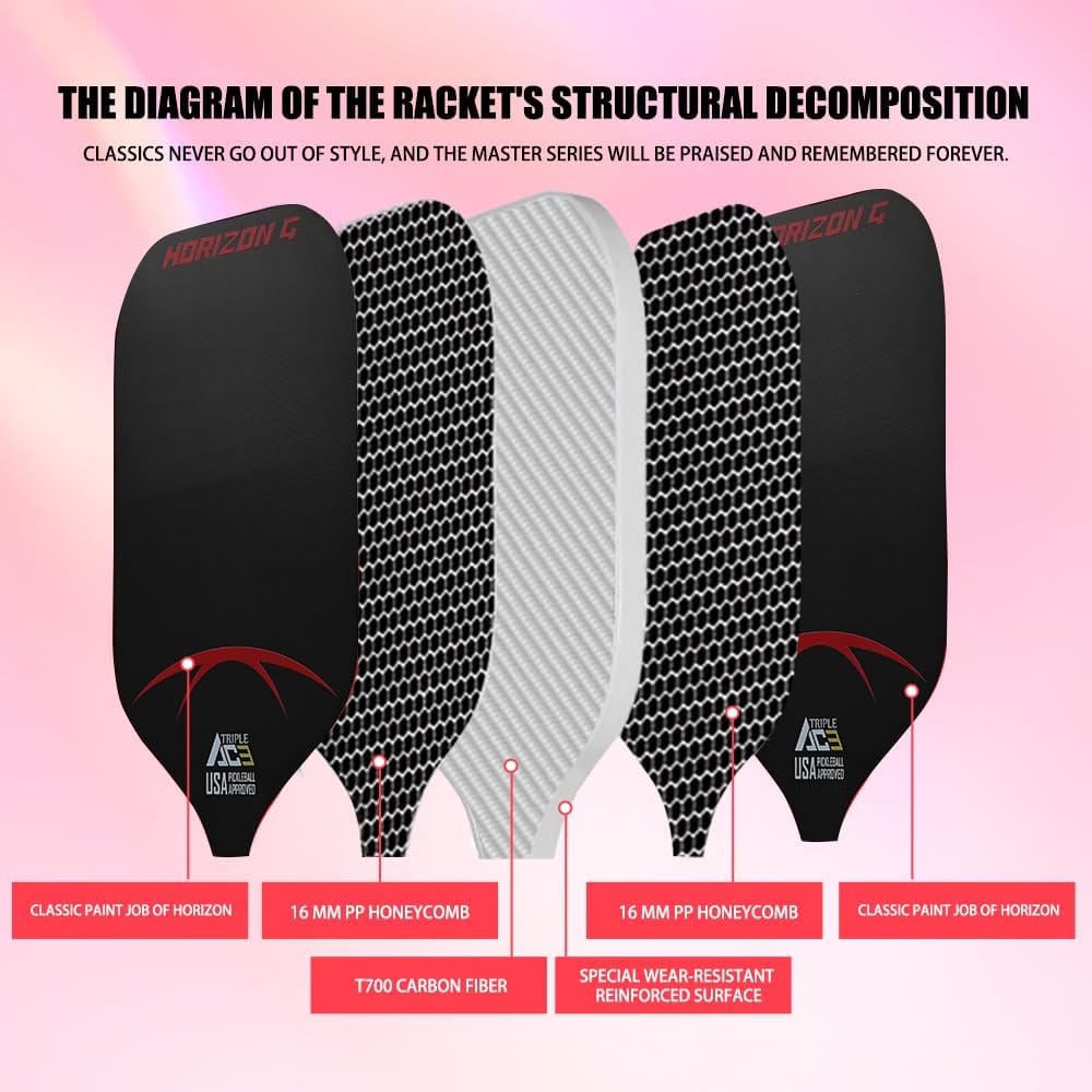 TRIPLE ACE USAPA APPROVED CARBON FIBER PICKLEBALL PADDLE HORIZON-G