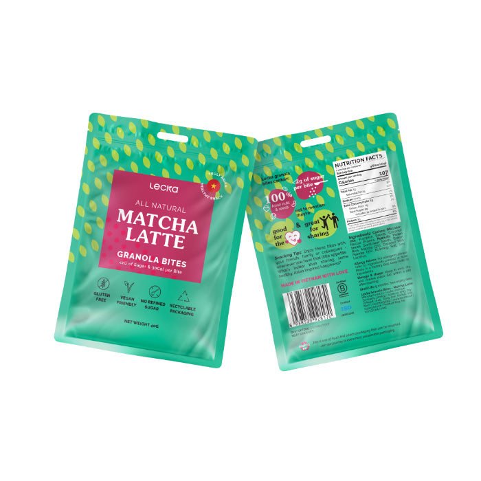 LECKA - NATURAL VEGAN GRANOLA BITES - MATCHA LATTE 40G