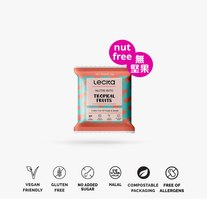 [NEW] LECKA - NATURAL VEGAN NUTRI BITE - TROPICAL FRUITS 20G